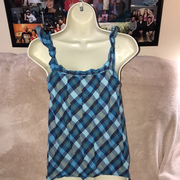 OP blue plaid print M (7-9) tank top π - Picture 2 of 3